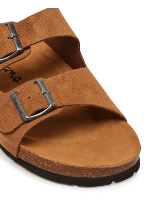 Pepe Jeans Klapki PMS90112 Beżowy. Kolor: beżowy. Materiał: zamsz, skóra