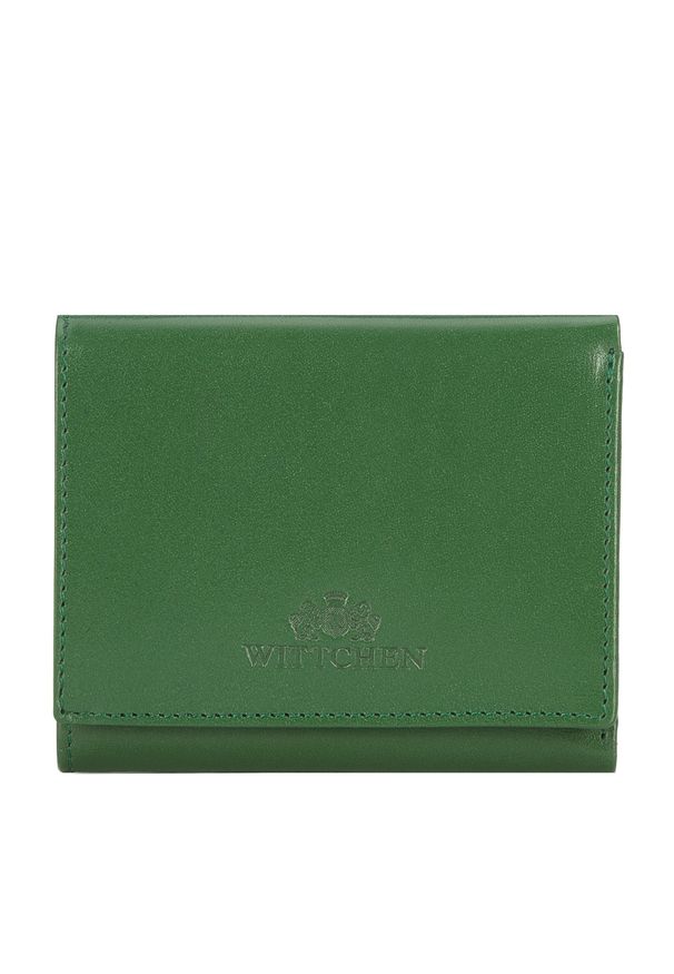 Wittchen - Damski portfel z gładkiej skóry dwustronny na zatrzask zielony. Kolor: zielony. Materiał: skóra. Wzór: gładki