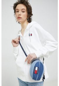 Tommy Jeans bluza bawełniana damska kolor biały z kapturem gładka. Typ kołnierza: kaptur. Kolor: biały. Materiał: bawełna. Wzór: gładki #3