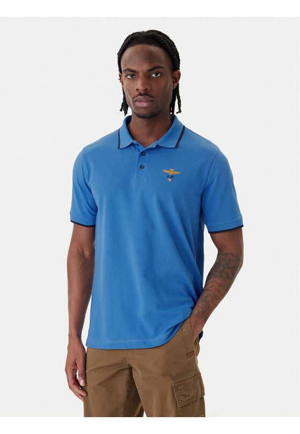 Aeronautica Militare Polo 261PO1308UP00082 Niebieski Regular Fit. Typ kołnierza: polo. Kolor: niebieski. Materiał: bawełna