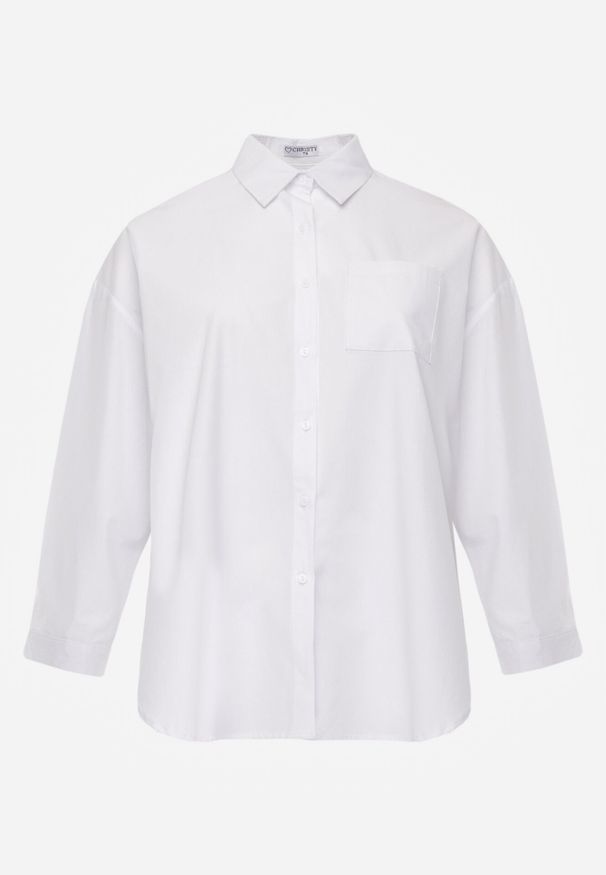Born2be - Biała Bawełniana Koszula o Kroju Oversize Nororena. Okazja: na co dzień. Kolor: biały. Materiał: bawełna. Styl: casual, elegancki