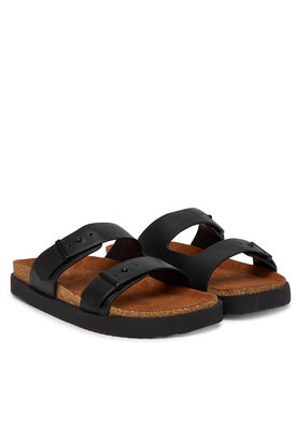 TOMMY HILFIGER - Tommy Hilfiger Klapki Cork Adjustable Lth Sandal FM0FM05754 Czarny. Kolor: czarny. Materiał: skóra, zamsz