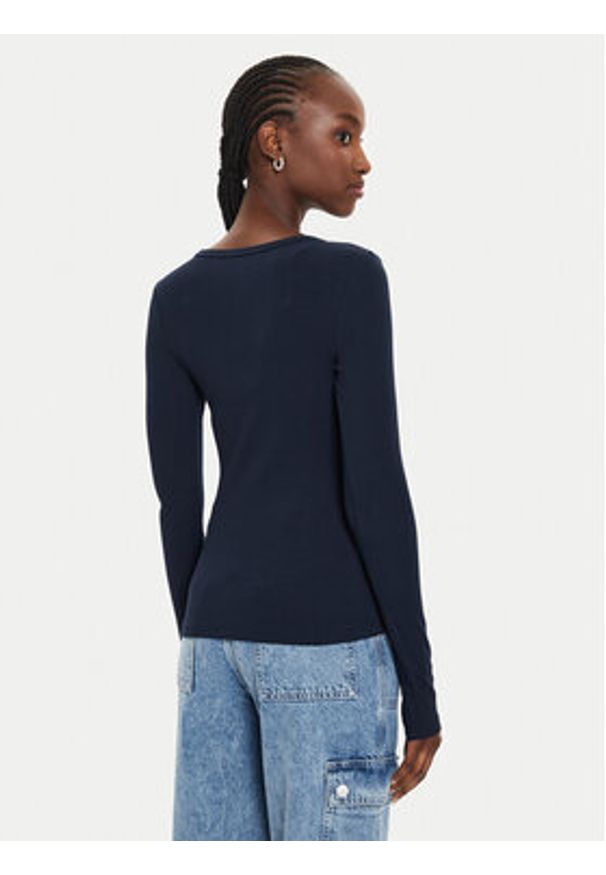 Tommy Jeans Bluzka Essential DW0DW17990 Granatowy Slim Fit. Kolor: niebieski. Materiał: bawełna