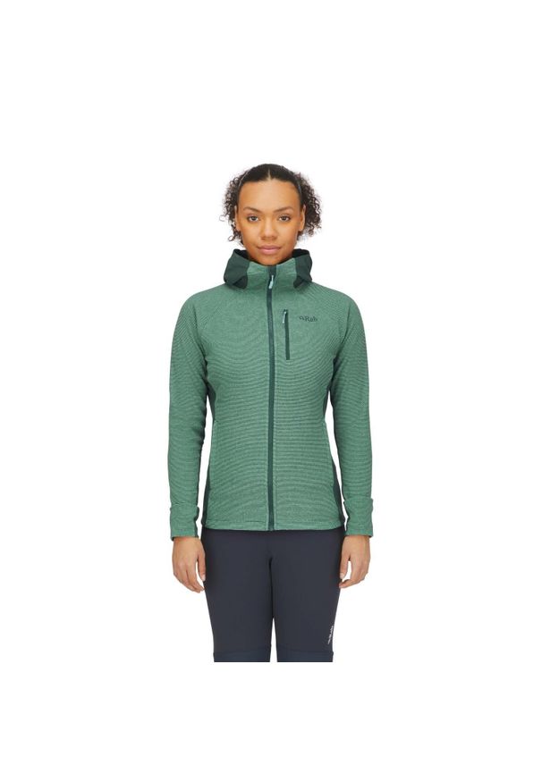 Bluza polarowa damska Rab Capacitor Hoody z kapturem. Typ kołnierza: kaptur. Kolor: zielony. Materiał: polar