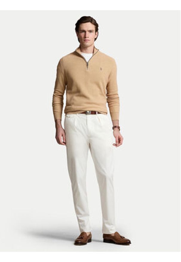Polo Ralph Lauren Sweter 710932304500 Beżowy Regular Fit. Typ kołnierza: polo. Kolor: beżowy. Materiał: bawełna