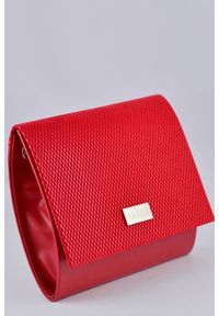 ZAIR - Torebka kopertówka ze złotym zdobieniem KARKO mała z wzorem kratki czerwona. Kolor: złoty, czerwony, wielokolorowy. Wzór: kratka, aplikacja. Materiał: zdobione. Rodzaj torebki: na ramię #1