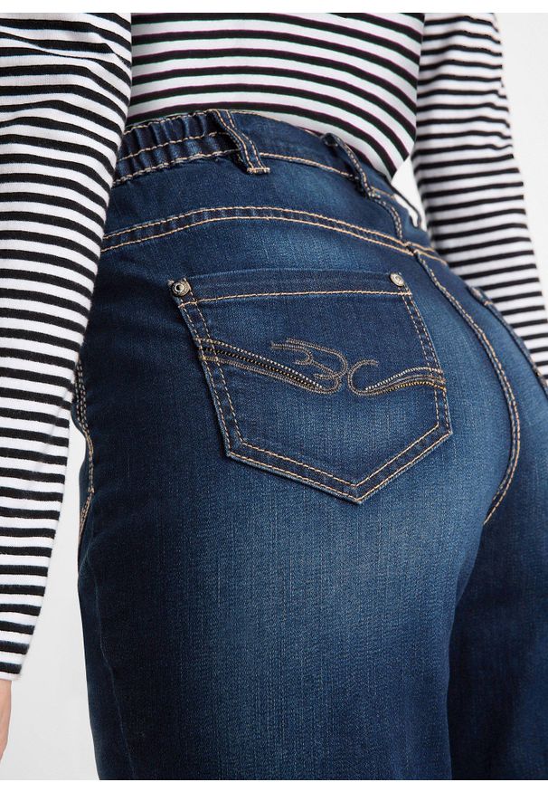 bonprix - Dżinsy ze stretchem straight, high waist. Stan: podwyższony. Kolor: niebieski
