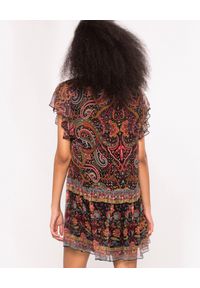 Nissa - NISSA - Jedwabna sukienka z falbanami. Kolor: brązowy. Materiał: jedwab. Wzór: aplikacja, nadruk. Długość: mini #2
