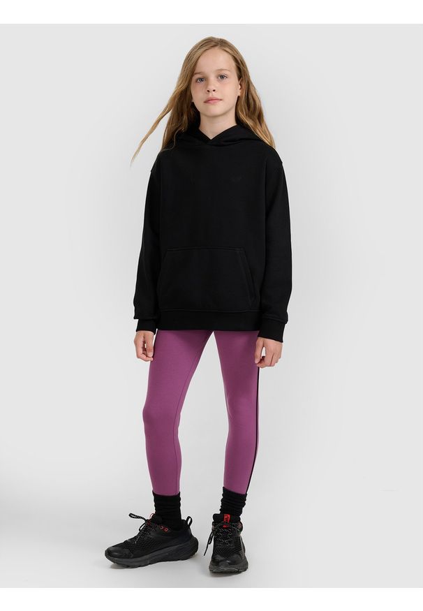 4f - 4F Legginsy dzianinowe dziewczęce - fioletowe 164 (13-14 lat). Okazja: na co dzień. Stan: podwyższony. Kolor: fioletowy. Materiał: dzianina. Wzór: ze splotem, gładki. Sezon: lato. Styl: casual, sportowy
