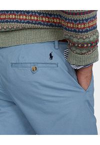 Ralph Lauren - RALPH LAUREN - Błękitne spodnie chino z logo. Kolor: niebieski. Materiał: bawełna, tkanina. Wzór: haft #2