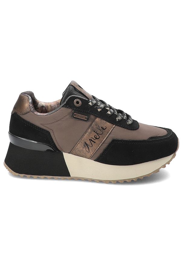 Brązowe Sneakersy Anekke Modne Obuwie Damskie Na Platformie. Okazja: na co dzień. Zapięcie: sznurówki. Kolor: czarny. Materiał: materiał. Obcas: na platformie. Styl: casual