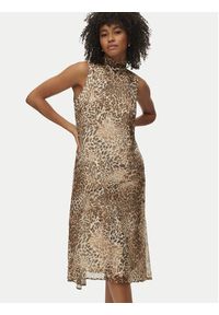 Vero Moda Sukienka letnia Smilla 10345453 Beżowy Regular Fit. Kolor: beżowy. Materiał: syntetyk. Sezon: lato #4