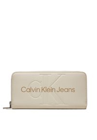 Calvin Klein Jeans Duży Portfel Damski K60K607634 Écru. Materiał: skóra