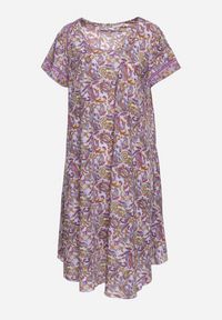 Born2be - Fioletowa Wiskozowa Sukienka Rozkloszowana we Wzór Paisley Mastis. Kolor: fioletowy. Materiał: wiskoza. Wzór: paisley #6