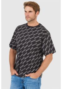 Kenzo - KENZO Czarny t-shirt męski monogram oversize, Rozmiar M. Kolor: czarny
