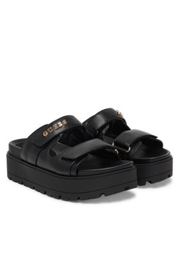 Guess Klapki FLJFAX ELE03 Czarny. Kolor: czarny. Materiał: skóra