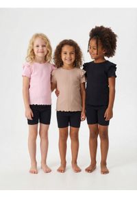 Sinsay - Koszulki z prażkowanej dzianiny z ozdobnymi falbanami 3 pack - wielobarwny. Materiał: dzianina #1