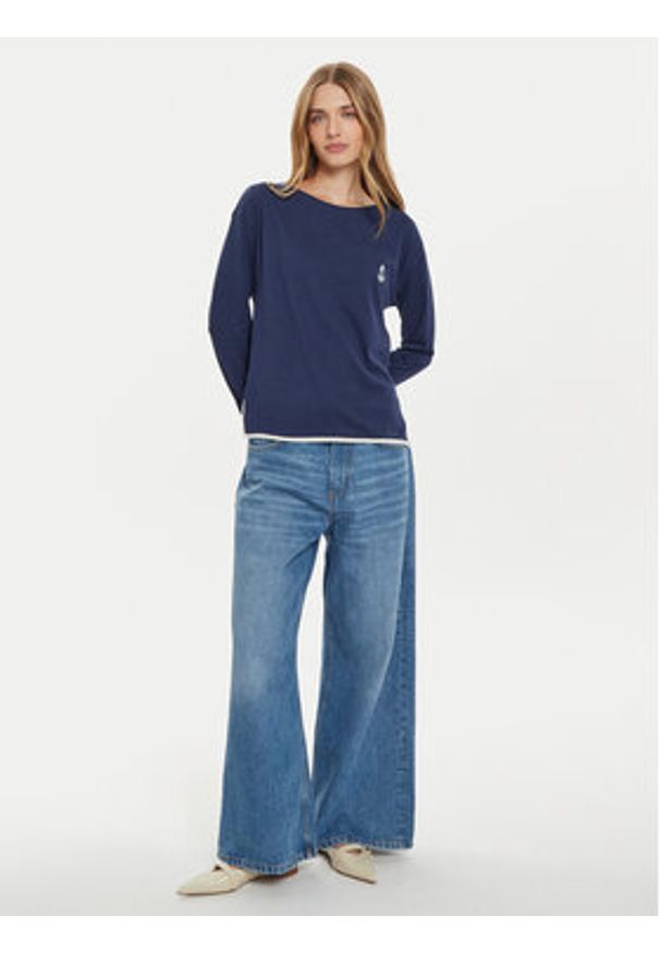 United Colors of Benetton - United Colors Of Benetton Koszulka piżamowa 3Y5E3M063 Granatowy Regular Fit. Kolor: niebieski. Materiał: wiskoza, bawełna