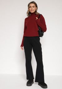 Born2be - Czarne Spodnie z Wiskozą i Wysokim Stanem Typu Dzwony Tusvira. Okazja: na co dzień. Stan: podwyższony. Kolor: czarny. Materiał: wiskoza. Styl: casual, elegancki #5