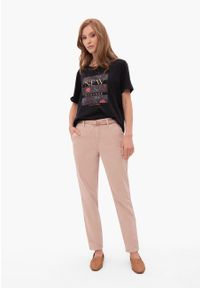 Volcano - Spodnie chino z paskiem R-FIGYA. Materiał: bawełna, materiał, elastan. Długość: do ud. Wzór: aplikacja. Styl: klasyczny #1
