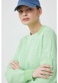 TOMMY HILFIGER - Tommy Hilfiger sweter bawełniany kolor zielony. Kolor: zielony. Materiał: bawełna. Długość rękawa: długi rękaw. Długość: długie. Wzór: ze splotem #5