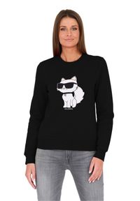 Karl Lagerfeld - KARL LAGERFELD Czarna damska bluza Ikonik 2.0 Choupette Sweat, Rozmiar XS. Kolor: czarny
