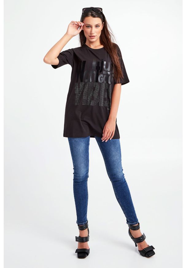 Liu Jo Sport - T-SHIRT MAXI LIU JO SPORT. Materiał: welur. Wzór: nadruk. Styl: sportowy