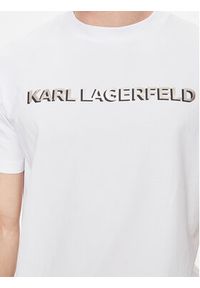 Karl Lagerfeld - KARL LAGERFELD T-Shirt 755053 542221 Biały Regular Fit. Typ kołnierza: dekolt w karo. Kolor: biały. Materiał: bawełna