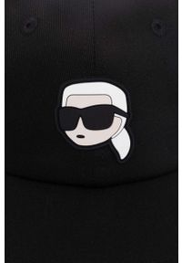 Karl Lagerfeld czapka z daszkiem kolor czarny z aplikacją. Kolor: czarny. Materiał: materiał. Wzór: aplikacja #3
