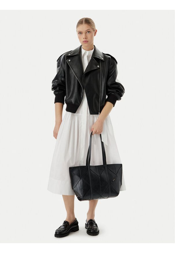 Calvin Klein Torebka Woven Medium Carryall LV04F3548G Czarny. Kolor: czarny. Materiał: skórzane