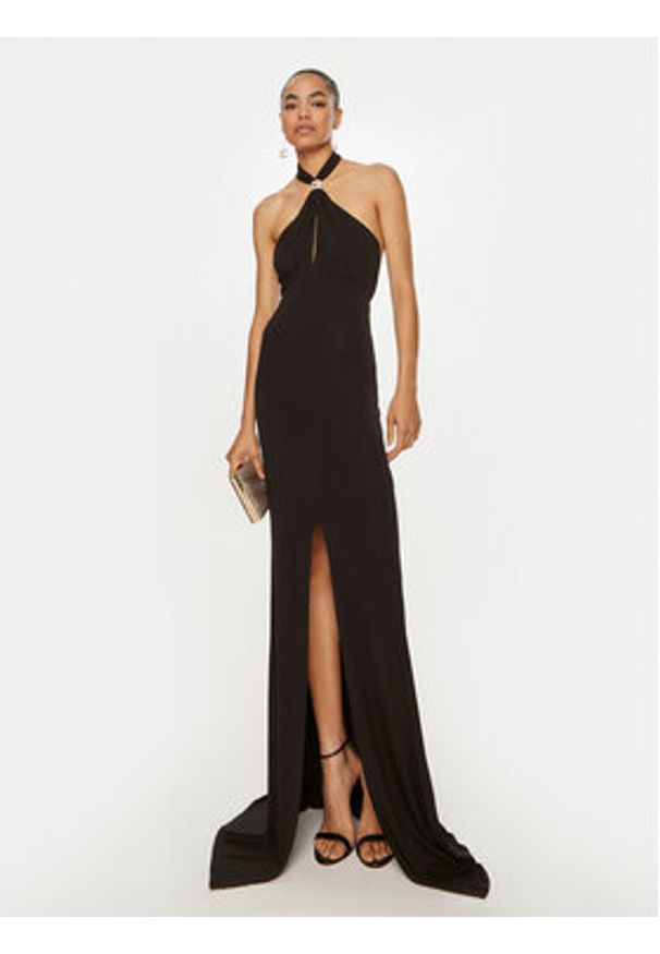 Elisabetta Franchi Sukienka wieczorowa AB-71-747E2-V640 Czarny Regular Fit. Kolor: czarny. Materiał: wiskoza. Styl: wizytowy