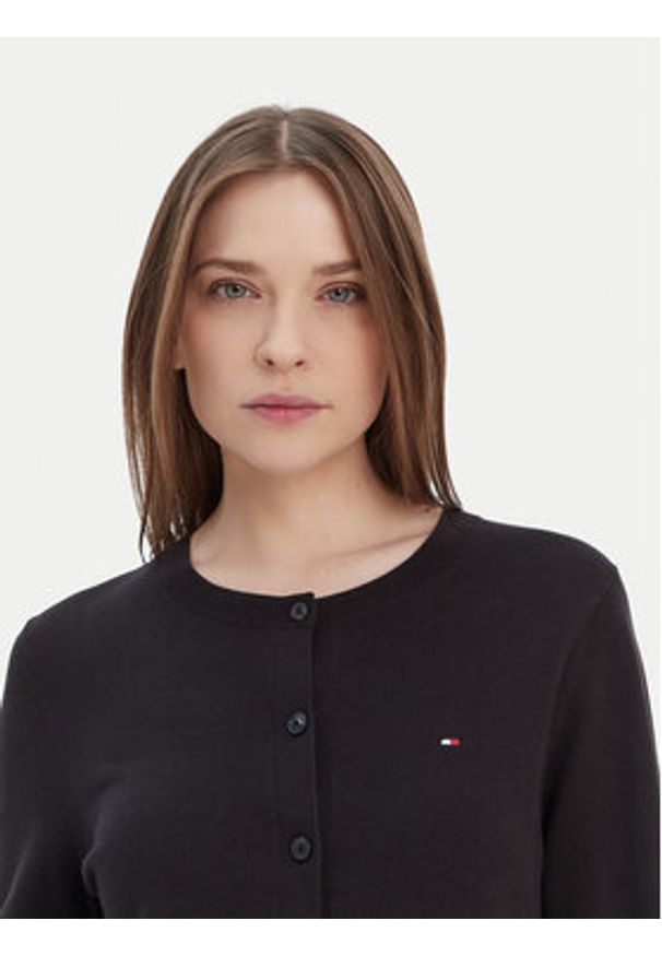 TOMMY HILFIGER - Tommy Hilfiger Kardigan WW0WW42370 Czarny Regular Fit. Kolor: czarny. Materiał: bawełna