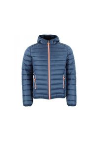 PEAK MOUNTAIN - Cienka kurtka z kapturem Peak Mountain. Typ kołnierza: kaptur. Kolor: wielokolorowy, niebieski, szary. Materiał: puch. Sport: turystyka piesza #1