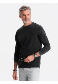 Ombre Clothing - Longsleeve męski bez nadruku - czarny V4 - Rozmiar: M. Okazja: na co dzień. Kolor: czarny. Materiał: bawełna. Długość rękawa: długi rękaw. Długość: długie. Styl: rockowy, klasyczny, casual #1