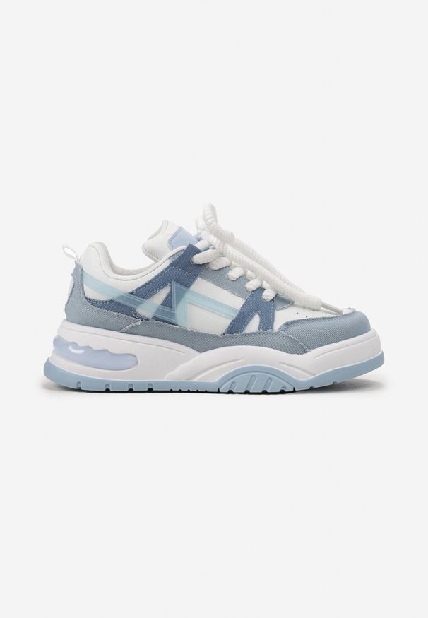 Renee - Niebieskie Sneakersy na Grubej Podeszwie z Szerokim Wiązaniem Iniestra. Okazja: na co dzień. Kolor: niebieski