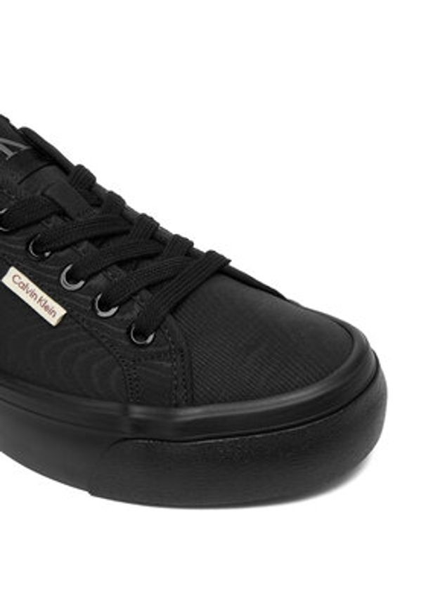 Calvin Klein Sneakersy Vulc Flatform Lace Up Moire YW0YW02012 Czarny. Kolor: czarny. Materiał: materiał