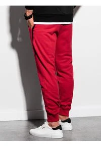 Ombre Clothing - Spodnie męskie dresowe joggery P919 - czerwone - XXL. Kolor: czerwony. Materiał: dresówka. Wzór: nadruk #7