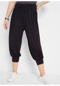 bonprix - Spodnie haremki z miękkiej mieszanki wiskozy. Kolor: czarny. Materiał: wiskoza, bawełna, materiał #1