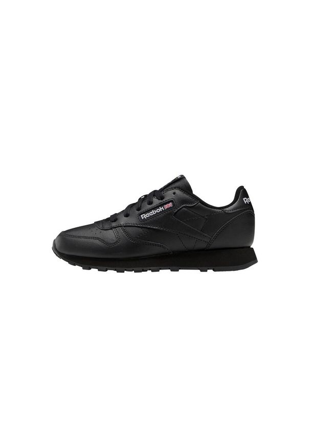 Buty do chodzenia dla dzieci Reebok Classic. Okazja: na co dzień. Zapięcie: sznurówki. Kolor: czarny. Materiał: materiał, tkanina, syntetyk, skóra. Szerokość cholewki: normalna. Model: Reebok Classic. Sport: turystyka piesza