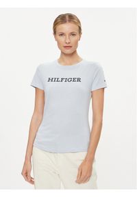 TOMMY HILFIGER - Tommy Hilfiger T-Shirt WW0WW38872 Błękitny Slim Fit. Kolor: niebieski. Materiał: bawełna