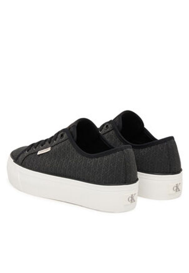 Calvin Klein Sneakersy Vulc Flatf Laceup Jaq Aop HW0HW03265 Czarny. Kolor: czarny. Materiał: materiał