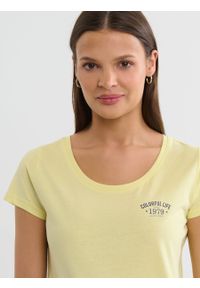 Big-Star - Koszulka damska z nadrukiem na piersi żółta Nika 238. Kolor: żółty. Materiał: bawełna. Długość rękawa: krótki rękaw. Długość: krótkie. Wzór: nadruk. Sezon: wiosna, lato #6