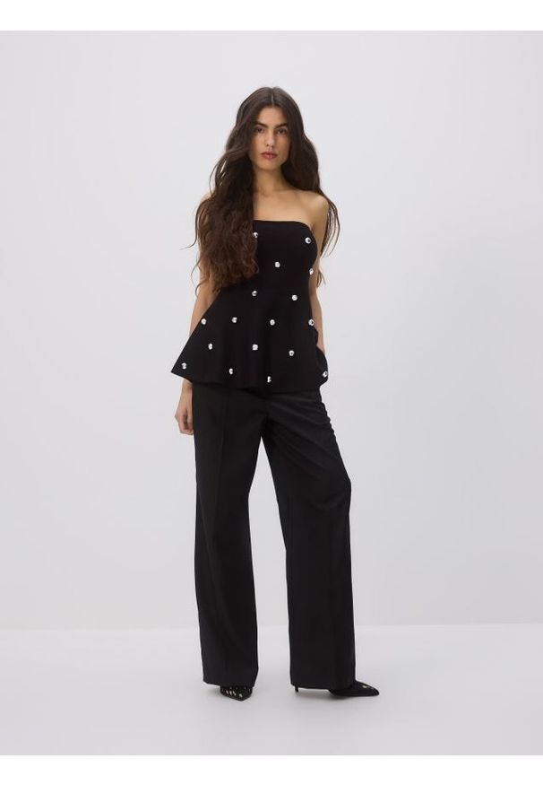 Reserved - Spodnie z wełną - czarny. Kolor: czarny. Materiał: wełna