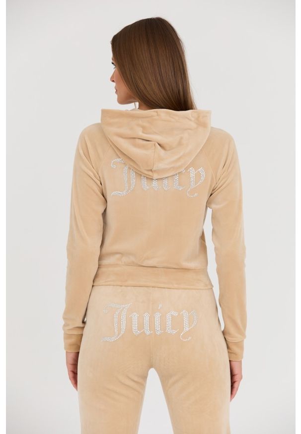 Juicy Couture - JUICY COUTURE Beżowa bluza Madison Hoodie. Kolor: beżowy