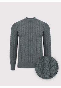 Pako Lorente - PAKO LORENTE - szary sweter męski z kaszmirem. Kolor: szary, beżowy. Materiał: kaszmir. Wzór: ze splotem. Sezon: jesień #8