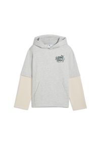 Puma - Młodzieżowa warstwowa bluza z kapturem MID90s PUMA Light Gray Heather. Typ kołnierza: kaptur. Kolor: czarny, szary, wielokolorowy. Sezon: lato. Sport: joga i pilates