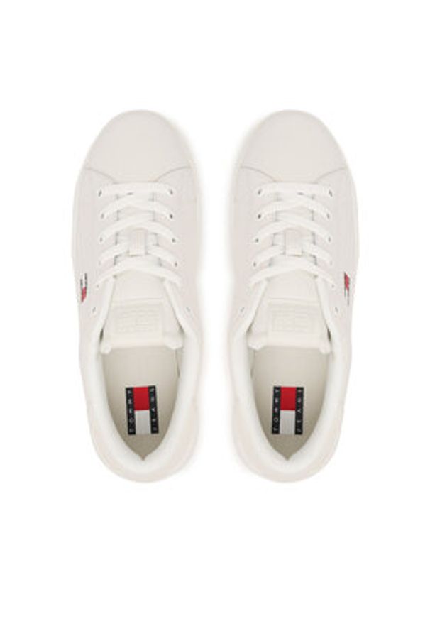 Tommy Jeans Sneakersy Tjw Script Cupsole Flatform EN0EN02961 Biały. Kolor: biały. Materiał: skóra