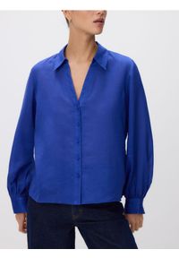 Reserved - Koszula z ramią - niebieski. Kolor: niebieski. Materiał: tkanina #1