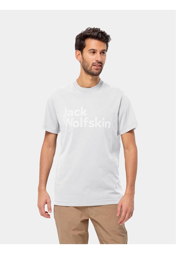 Jack Wolfskin T-Shirt Essential Logo T 1809591 Biały Regular Fit. Kolor: biały. Materiał: bawełna