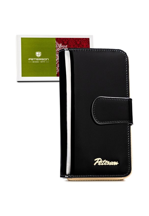 Portfel damski Peterson PTN LJ-76116 czarny. Kolor: czarny. Materiał: skóra, lakier
